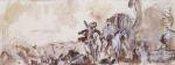 La Caravane Oil Painting by Charles Georges Dufresne