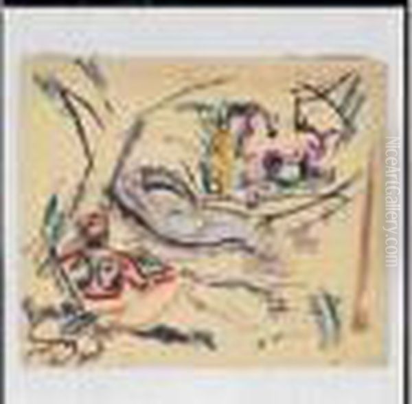 L'odalisque Endormie
 Aquarelle Et Encre Sur Papier Oil Painting by Charles Georges Dufresne