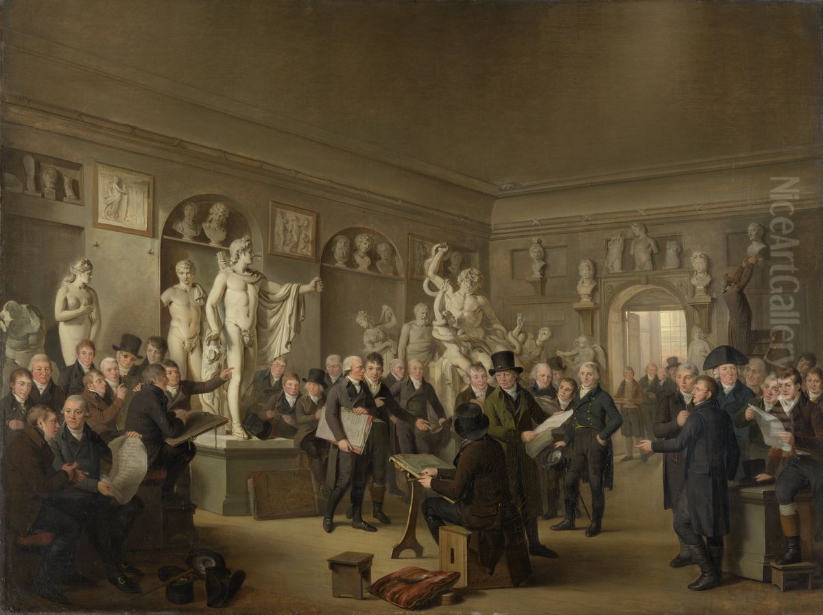 The Sculpture Gallery of the Felix Meritis Society Oil Painting by Adriaan de Lelie