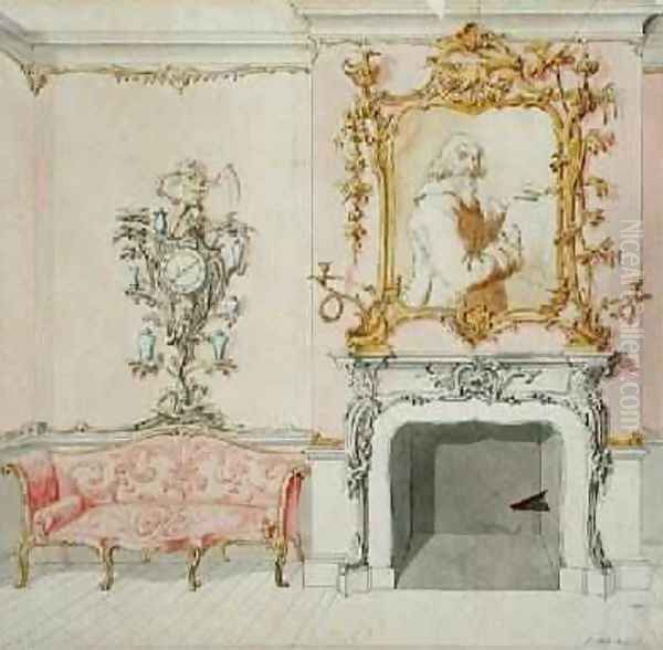 Proposal for a drawing room interior 1755-60 Oil Painting by John Linnell