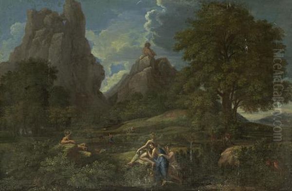 Nymphs And Satyrs Oil Painting by Gaspard Dughet