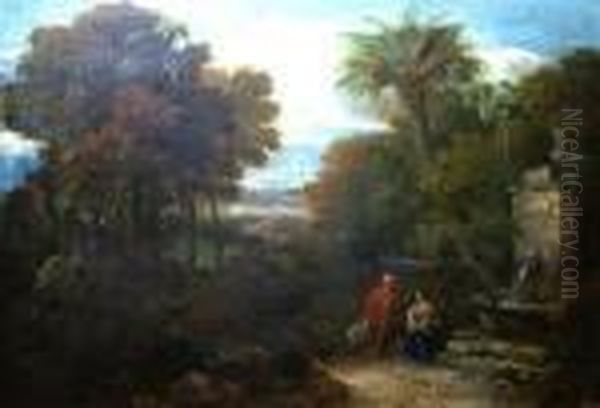 The Flight Into Egypt Oil Painting by Gaspard Dughet