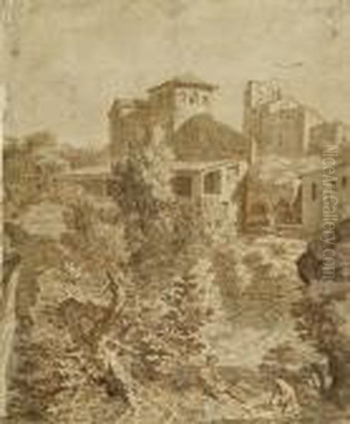 In The Gardens Of Tivoli Oil Painting by Gaspard Dughet