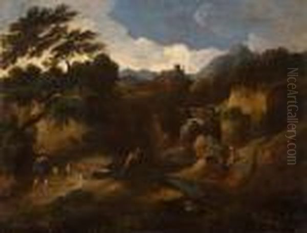 Veduta Fantastica Di Paesaggio Laziale Oil Painting by Gaspard Dughet