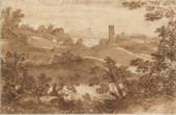 Paysage D'italie Oil Painting by Gaspard Dughet