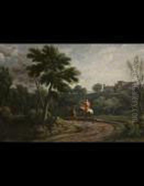 Paesaggio Con Viandanti Oil Painting by Gaspard Dughet