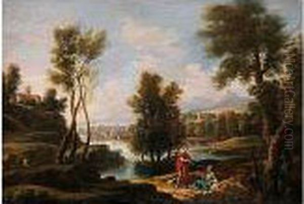 Paisaje Del Lazio Con Dos Figuras Oil Painting by Gaspard Dughet