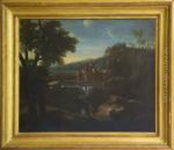 Attr. A. Paesaggio Romano Con Lo Sfondo Di Tivoli Oil Painting by Gaspard Dughet