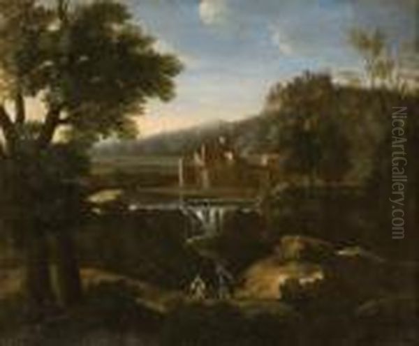 Paesaggio Con Personaggi Oil Painting by Gaspard Dughet