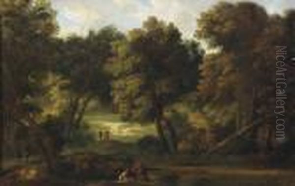 Paesaggio Boschivo Con Viandanti Oil Painting by Gaspard Dughet