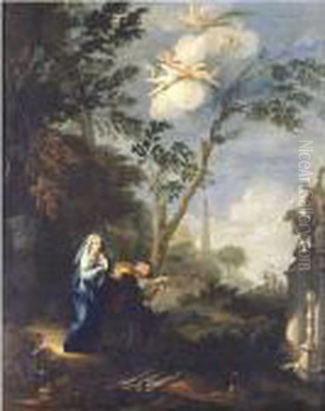 Landscape With The Flight Into Egypt Oil Painting by Gaspard Dughet