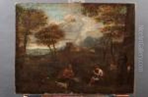 Mercurio Ed Argo In Paesaggio Laziale Oil Painting by Gaspard Dughet