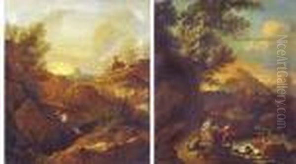 Paesaggi Con Corsi D?acqua E Figure Oil Painting by Gaspard Dughet