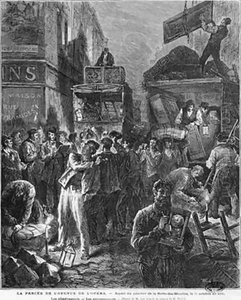 Building of Avenue de lOpera Butte des Moulins 15th October 1876 Oil Painting by Frederic-Theodore Lix