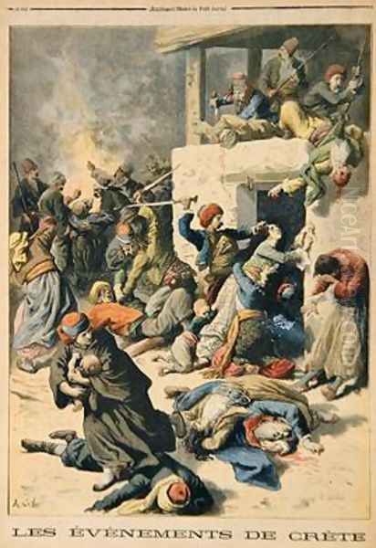 Events of Crete from Le Petit Journal Oil Painting by Frederic-Theodore Lix
