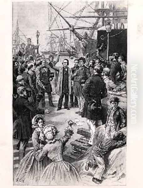 Victor Hugo 1802-85 saying goodbye to his friends and supporters in Antwerp on 1st August 1852 Oil Painting by Frederic-Theodore Lix