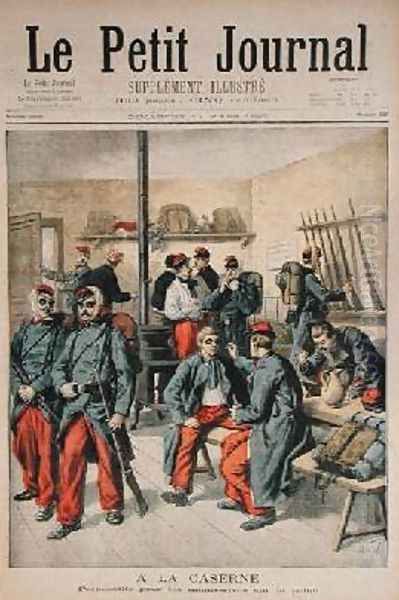 In the Barracks Preparation for Manoeuvres in the Snow Oil Painting by Frederic-Theodore Lix