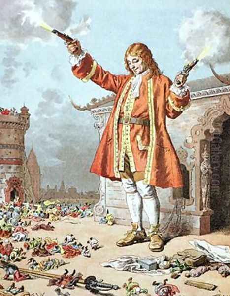 Ils tomberent tous a la renverse comme sils eussent ete frappes du tonnere Oil Painting by Frederic-Theodore Lix