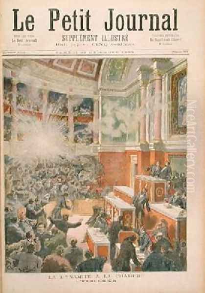 Dynamite Explodes in the Chamber of Deputies Oil Painting by Frederic-Theodore Lix