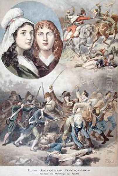 The French Heroines Felicite and Theophile de Fernig in 1792 Oil Painting by Frederic-Theodore Lix