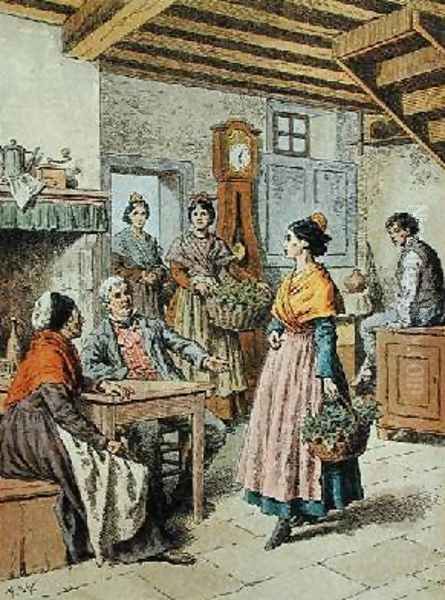 Interior of a farmhouse in Provence 1901 Oil Painting by Frederic-Theodore Lix