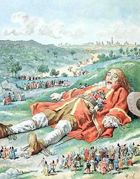 Je trouvai mes bras et mes jambes attaches a la terre Oil Painting by Frederic-Theodore Lix