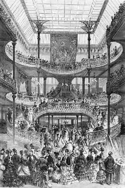 The New Staircase in Au Bon Marche Oil Painting by Frederic-Theodore Lix