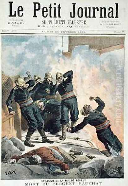 Explosion in the Rue de Reuilly and the Death of Sergeant Bauchat Oil Painting by Frederic-Theodore Lix