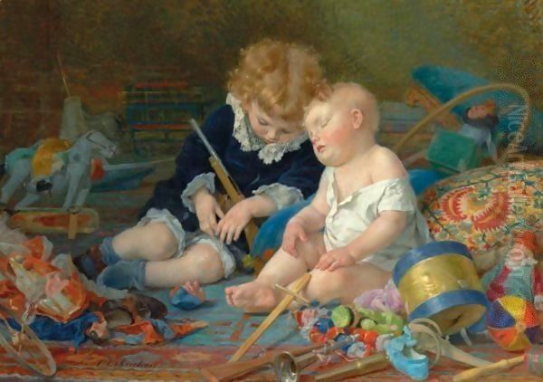 Champ De Bataille Oil Painting by Timoleon Marie Lobrichon