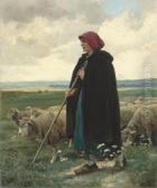 Minding The Flock Oil Painting by Julien Dupre