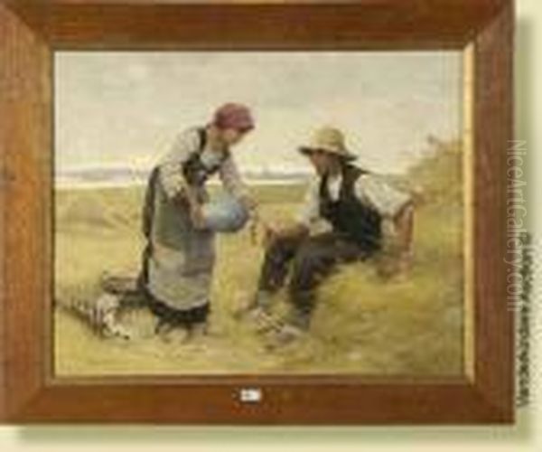 La Pause Des Paysans Pendant Les Moissons Oil Painting by Julien Dupre