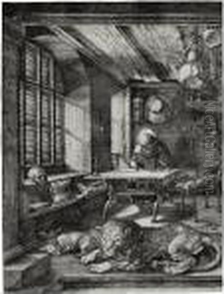 Saint Jerome In His Study Oil Painting by Albrecht Durer