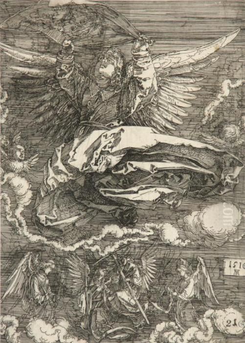 Sudarium Spread Out By One Angel Oil Painting by Albrecht Durer