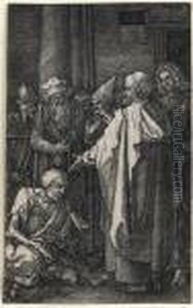 St 
Peter And St 
John At The Gate Of The Temple Oil Painting by Albrecht Durer