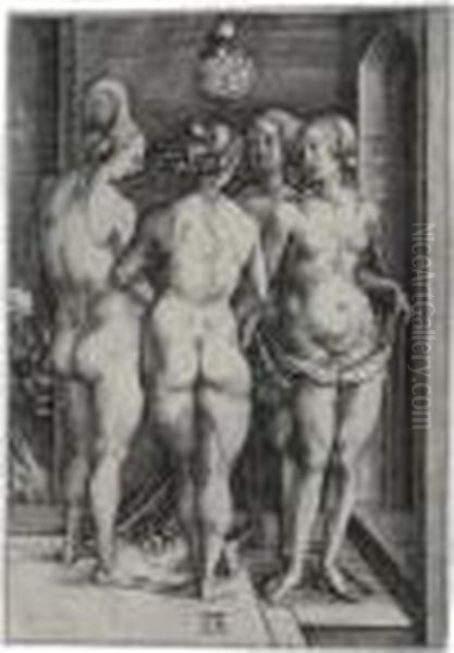 Four Naked Women Oil Painting by Albrecht Durer
