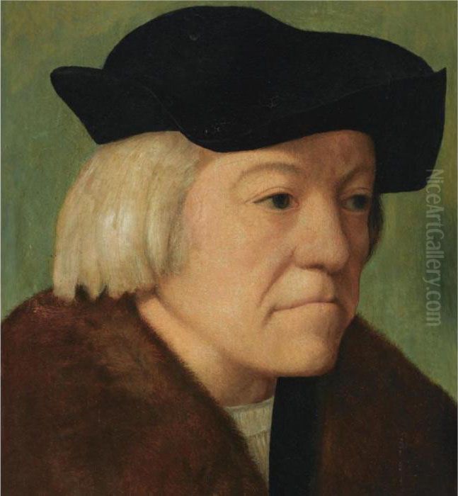 Portrait Of A Man, Head And 
Shoulders, Wearing A Black Coat With A Fur Collar And A Black Hat Oil Painting by Albrecht Durer