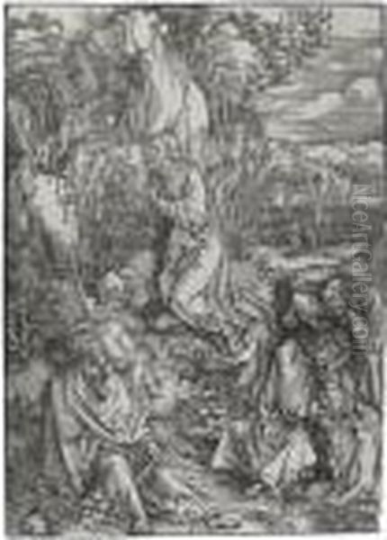 Christ On The Mount Of Olives (b. 6; M., Holl.115) Oil Painting by Albrecht Durer