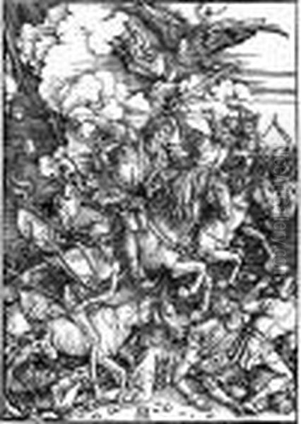Die Apokalyptischen Reiter. - 
Die Iii. Figur Der Folge <die Apokalypse>. - Blatt 4 Der Folge <die 
Apokalypse> Oil Painting by Albrecht Durer