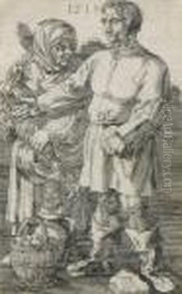 Der Marktbauer Und Sein
 Weib. Oil Painting by Albrecht Durer