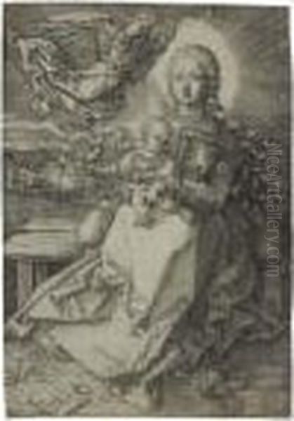 The Virgin And Child Crowned By One Angel Oil Painting by Albrecht Durer