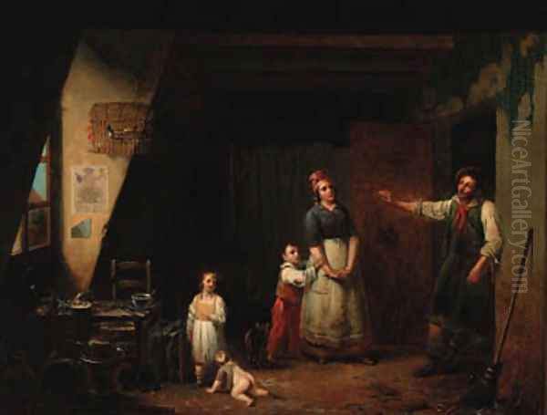 A drunken cobbler returning to his family Oil Painting by Pierre Nicolas Legrand