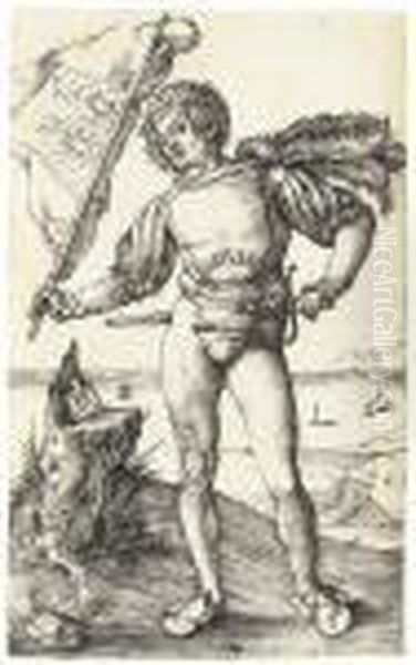 The Standard Bearer (b. 87; M., Holl. 92) Oil Painting by Albrecht Durer
