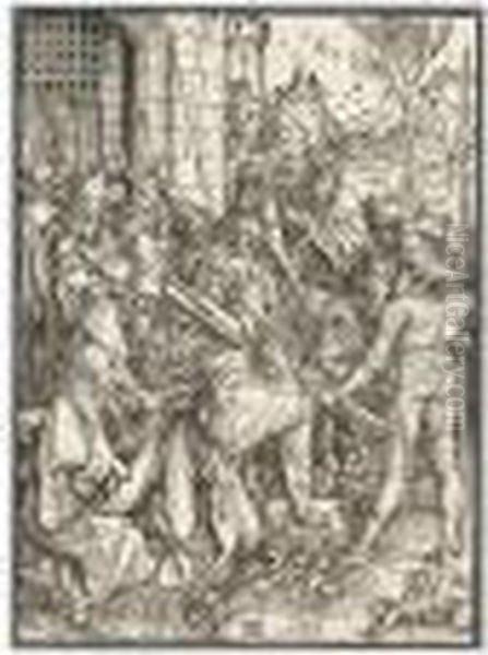 Christ Carrying The Cross (b.10; M., Holl.119) Oil Painting by Albrecht Durer