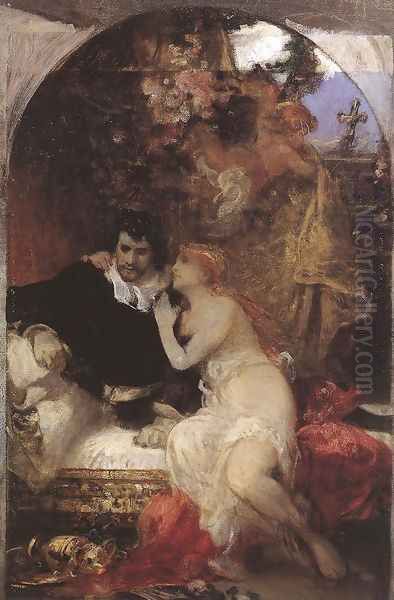 Venus and Tannhauser c. 1875 Oil Painting by Sandor Liezen-Mayer