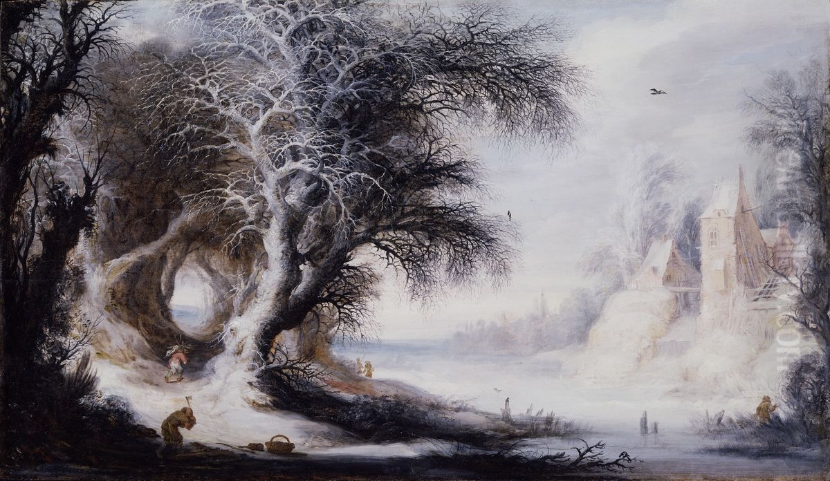 Winter Landscape Oil Painting by Gijsbrecht Leytens