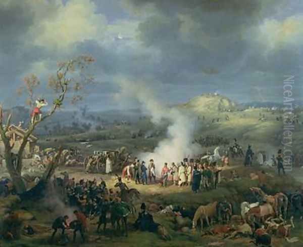 Napoleon 1769-1821 Visiting a Bivouac on the Eve of the Battle of Austerlitz Oil Painting by Louis Lejeune