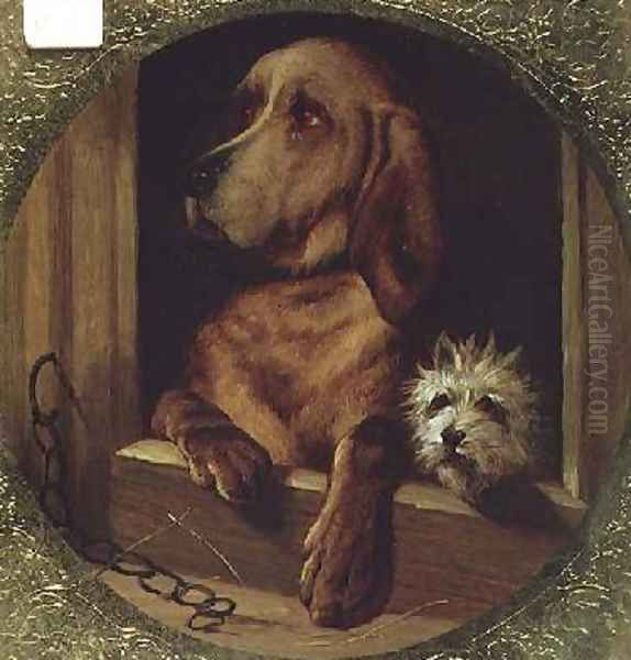A Shared Kennel Oil Painting by Sir Edwin Henry Landseer