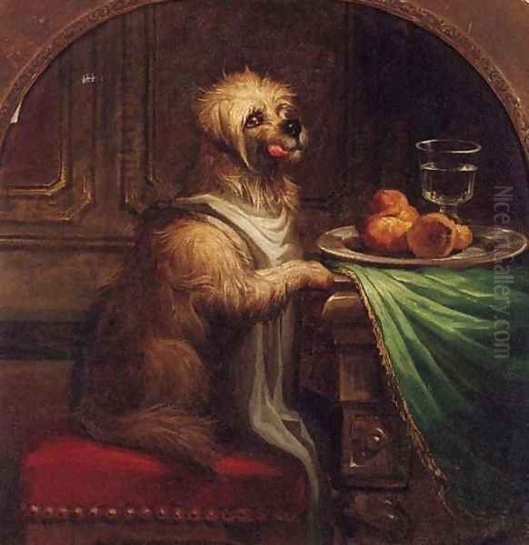 A Dog's Dinner Oil Painting by Sir Edwin Henry Landseer