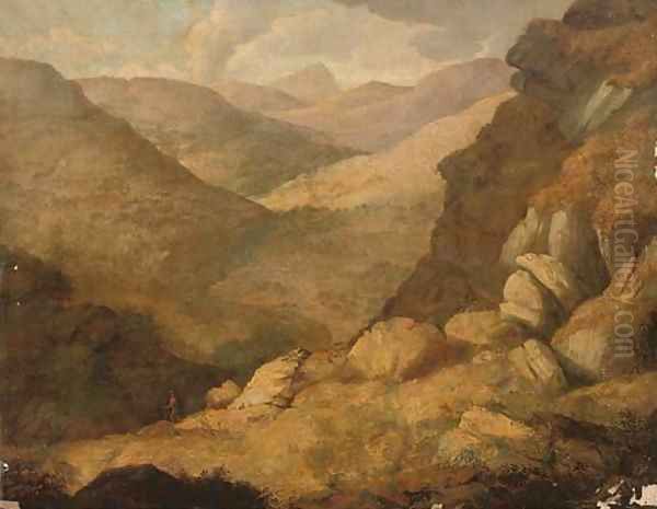 Figure in a Highland landscapecape Oil Painting by Sir Edwin Henry Landseer