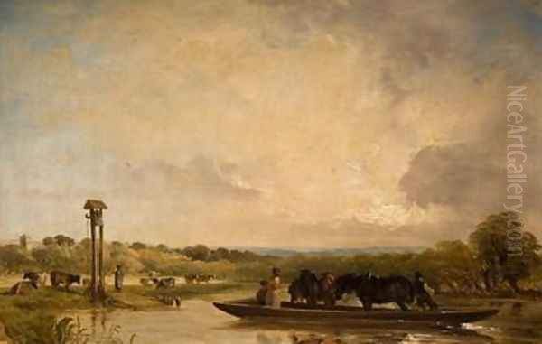 The Ferry Boat Oil Painting by Frederick Richard Lee, R.A.